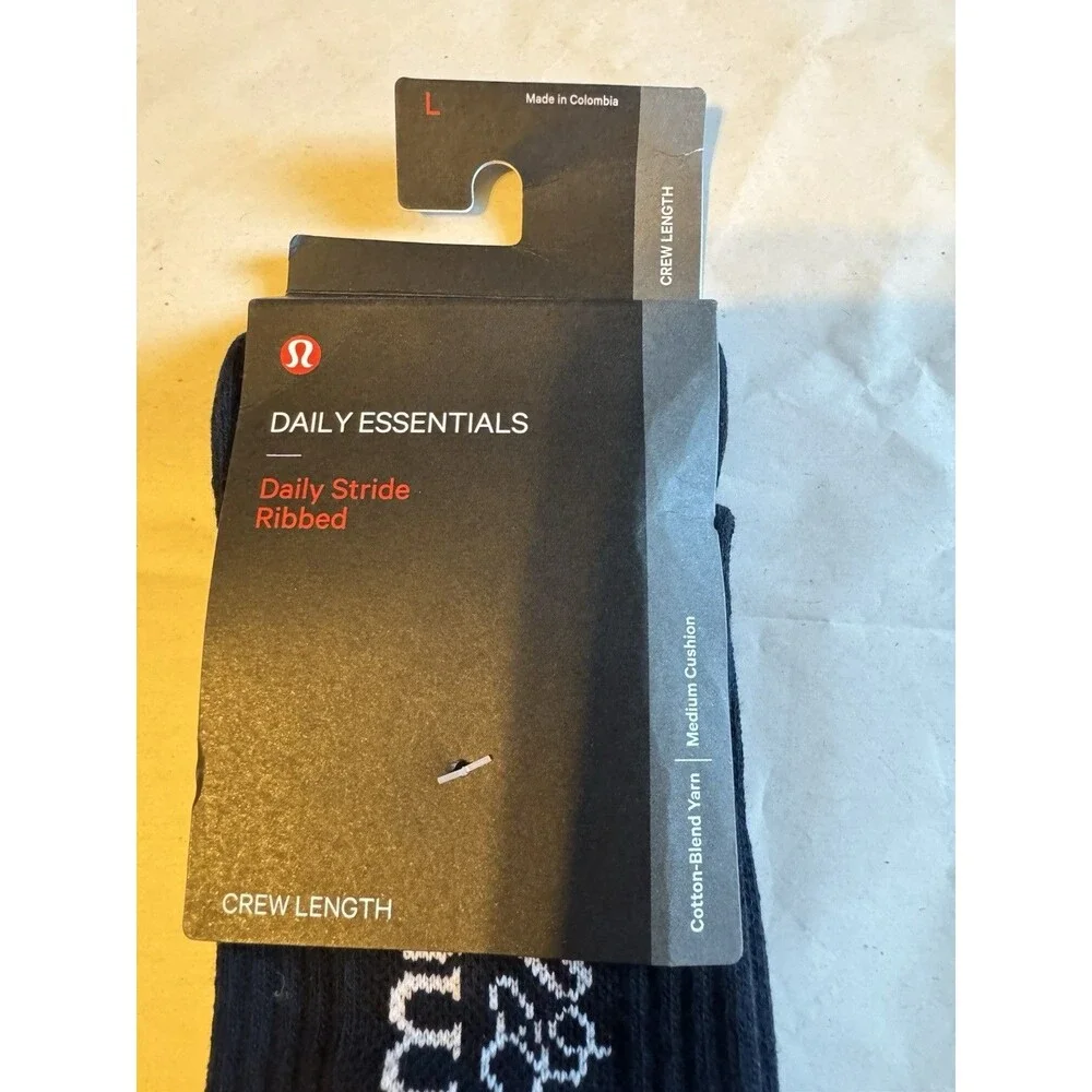 Lululemon Daily Stride Ribbed Crew Tennis Club Socks Navy Cushioned Size L